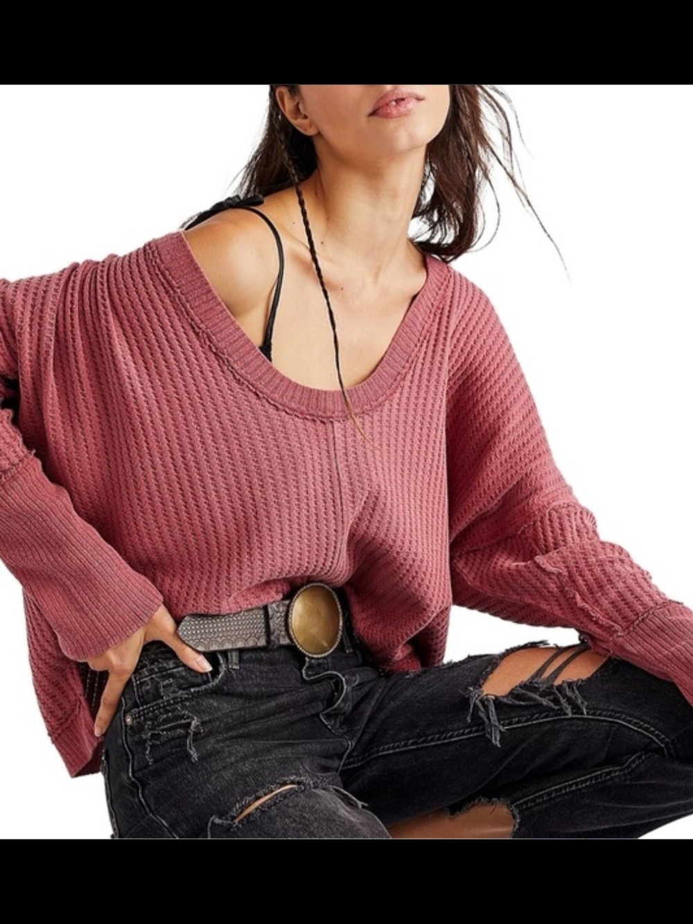 Free People We The Free New Magic thermal top in the shade "Cowboy Pink"